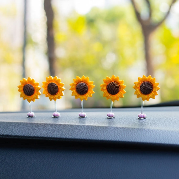 5pcs /Set Cute Sunflower Car Ornament Car Center Console Shaking