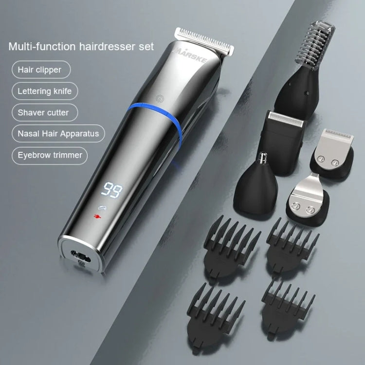 MARSKE 6 In 1 Hair Clipper Grooming Set Rechargeable Razor Carving Nose Hair Trimmer, EU Plug, US Plug