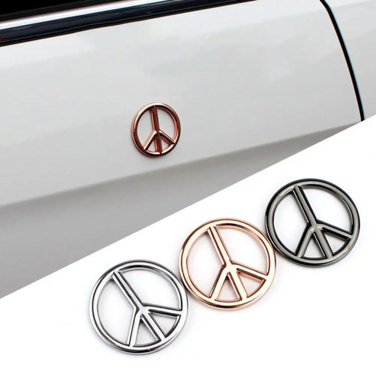 Car Anti-War Peace Sign Three-Dimensional Metal Stickers, Titanium Black, Gold