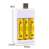 USB 3-Slot Battery Charger Universal Charger For Toys With AA / AAA Rechargeable Batteries, USB 3 Slots