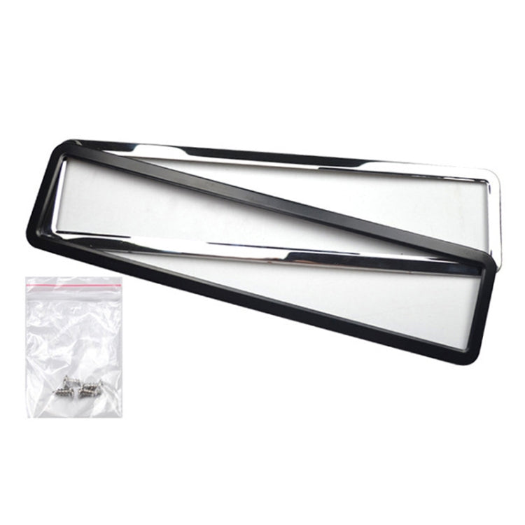 European/Russian/Ukrainian Stainless Steel License Plate Frame, 8K Mirror, Spray Black