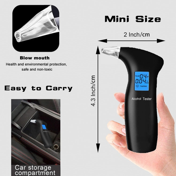 LCD Detector Backlight Light Breath Alcohol Tester, AT69S With 4 Mouthpieces Box