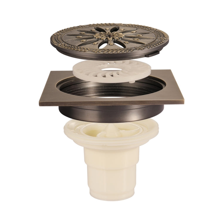 Toilet 100x100mm Retro Anti-odor and Anti-reflux Floor Drain, Green Copper