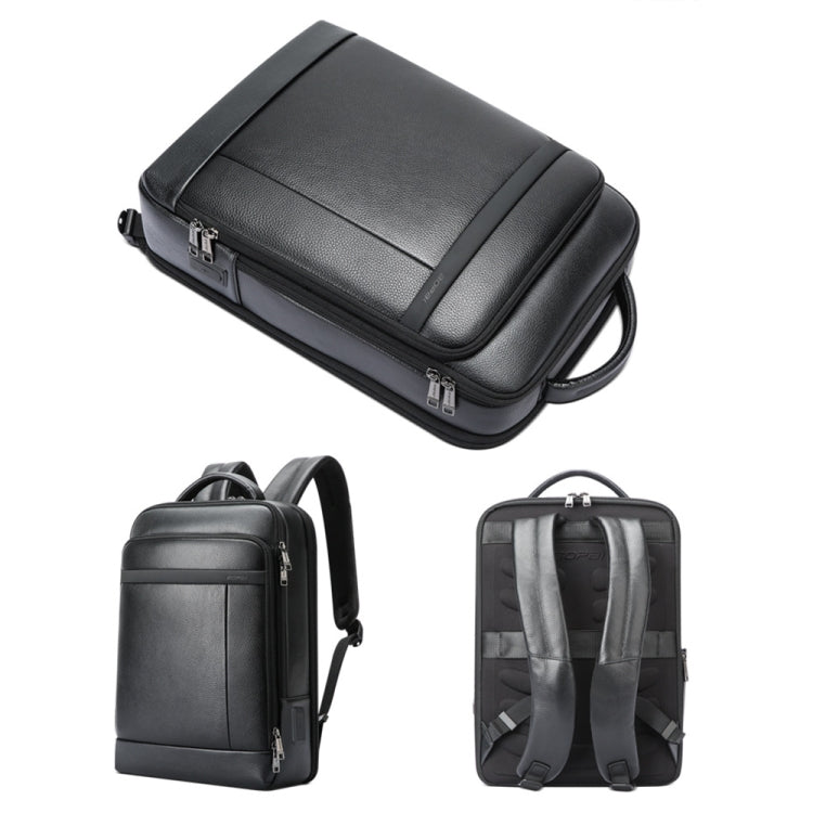 Bopai 61-120761 Large-capacity First-layer Cowhide Business Laptop Backpack With USB+Type-C Port, 61-120761