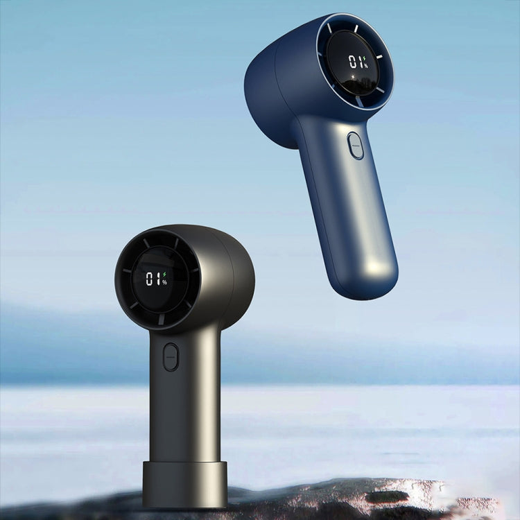Outdoor Handheld Turbine Digital Display 100-Speed High-Speed Mini Fan, White, Black, Navy Blue