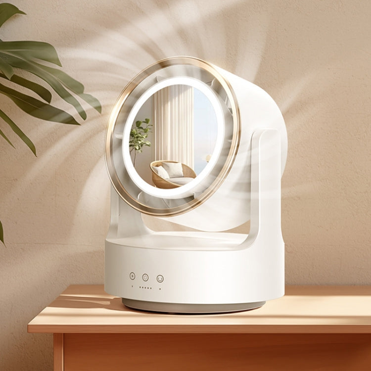 3 In 1 Multifunctional Desktop Fan with LED Light Cosmetic Mirror, USB Plug Non-Oscillating, Rechargeable Oscillating