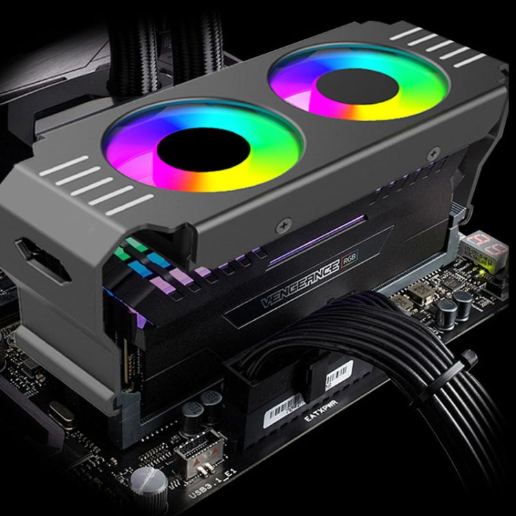 Desktop ARGB Memory Cooler PWM Temperature Control Dual Fan, For DDR / DDR2 / DDR3 / DDR4 / DDR5