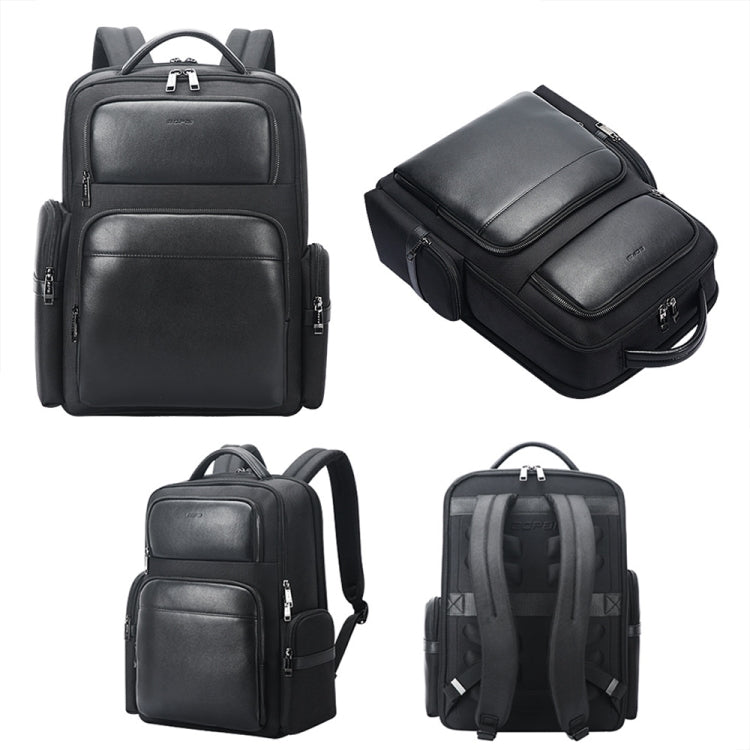 Bopai 61-125031 Large-capacity First-layer Cowhide Business Laptop Backpack With USB+Type-C Port, 61-125031