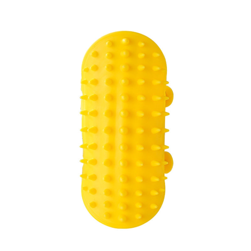 Multifunctional Cat Table Leg Scratcher Pet Silicone Hair Massage Brush(Yellow)