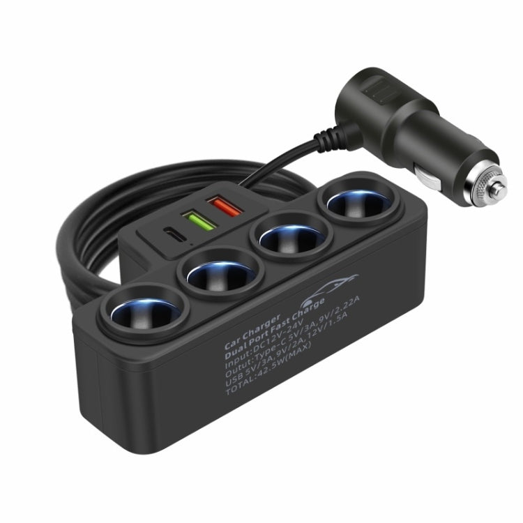 1 to 4 Q3.0 Car Cigarette Lighter Fast Charging 120W Car Conversion