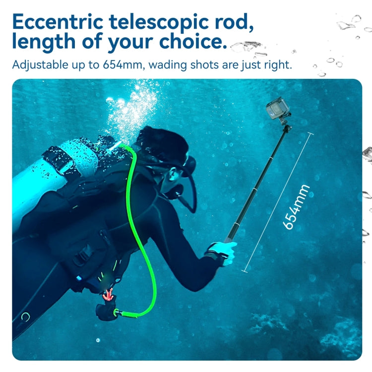 65.4cm Aluminum Alloy Waterproof Ball Head Selfie Stick Diving Shooting Sports Camera Extension Stick, TELESIN WSS-001