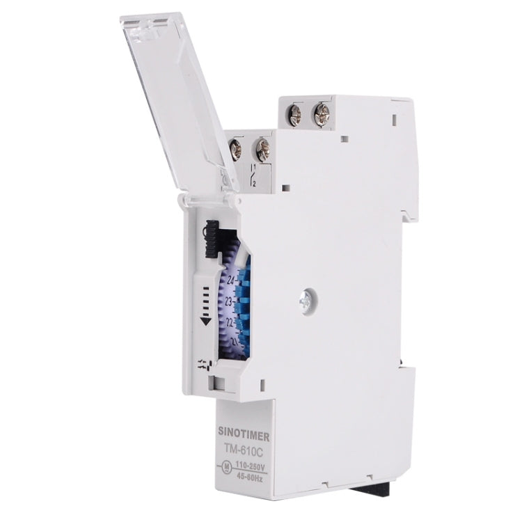 SINOTIMER  TM610C 110-250V 16A Quartz Mechanical Timer 24 Hours Programmable Din Rail Relay, TM610C