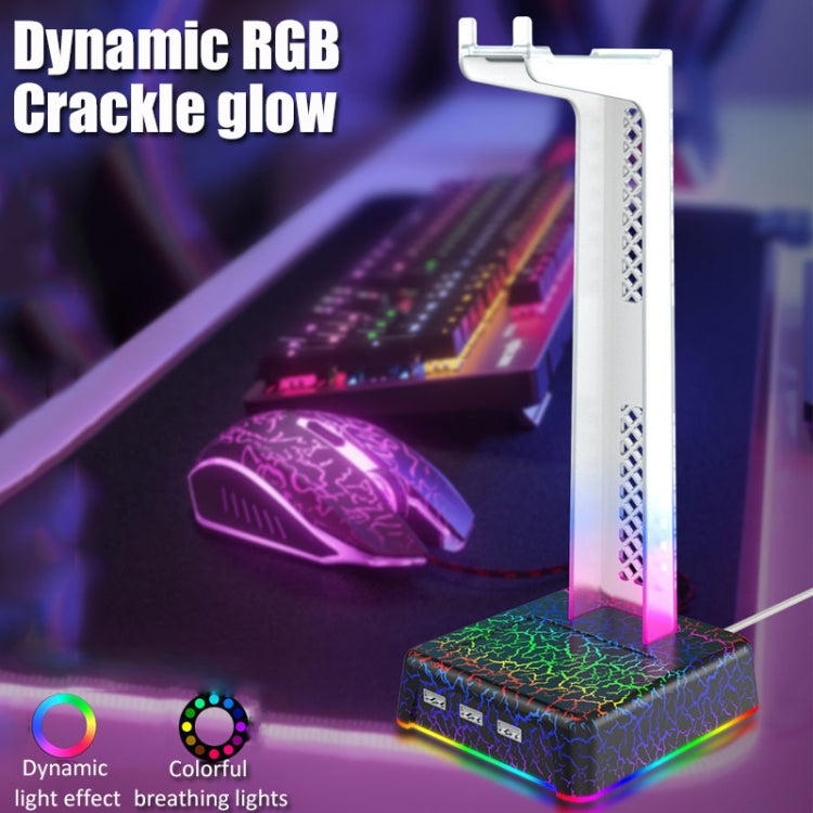 Z3 Cracked With 3USB Expansion Port Headphone Stand RGB Ambient Light Headphone Display Holder