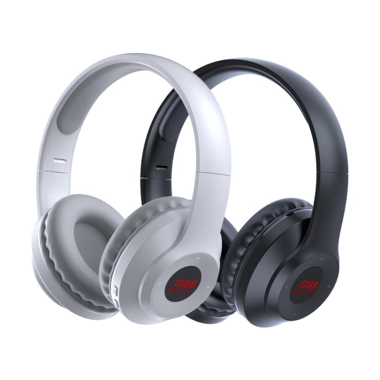 X5 Portable Digital Display Folding Headset FM Radio Headphones, Charging White, Charging Black, Bluetooth White
