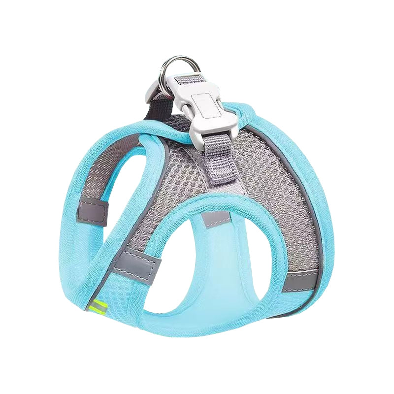 Undershirt Style Pet Chest Harness Summer Breathable Reflective Dog Leash, Style: Single Blue(L)