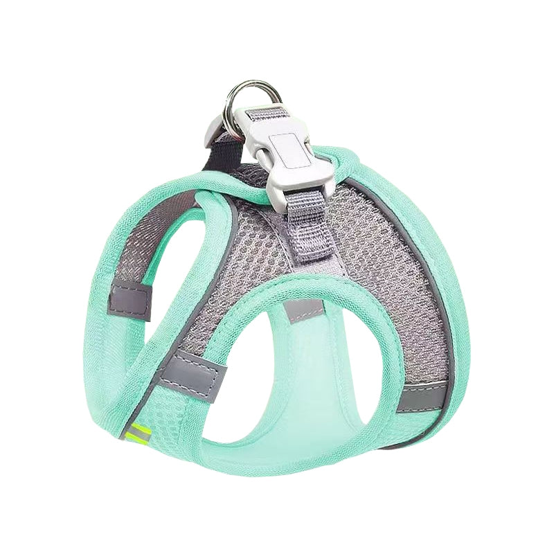 Undershirt Style Pet Chest Harness Summer Breathable Reflective Dog Leash, Style: Single Green(XXS)