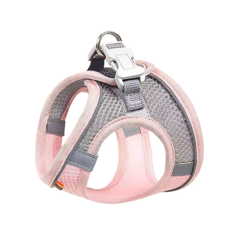 Undershirt Style Pet Chest Harness Summer Breathable Reflective Dog Leash, Style: Single Pink(XXS)
