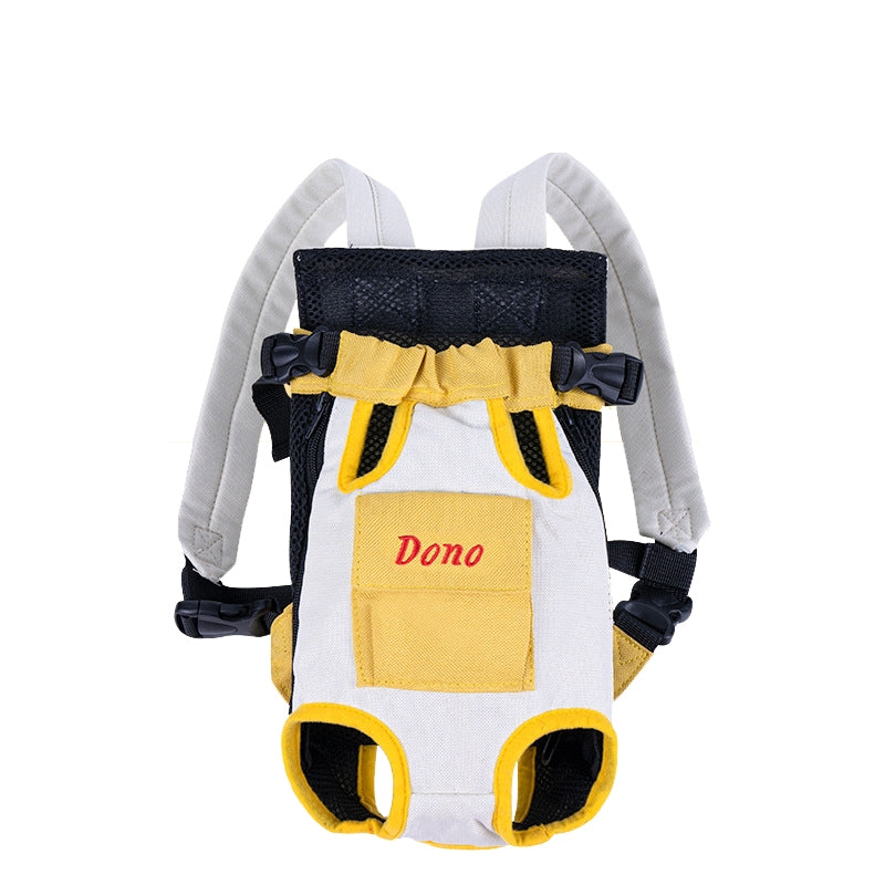 DONO Pet Four-legged Bag Outdoor Carrying Bag Breathable Backpack, Size: S(Yellow White)