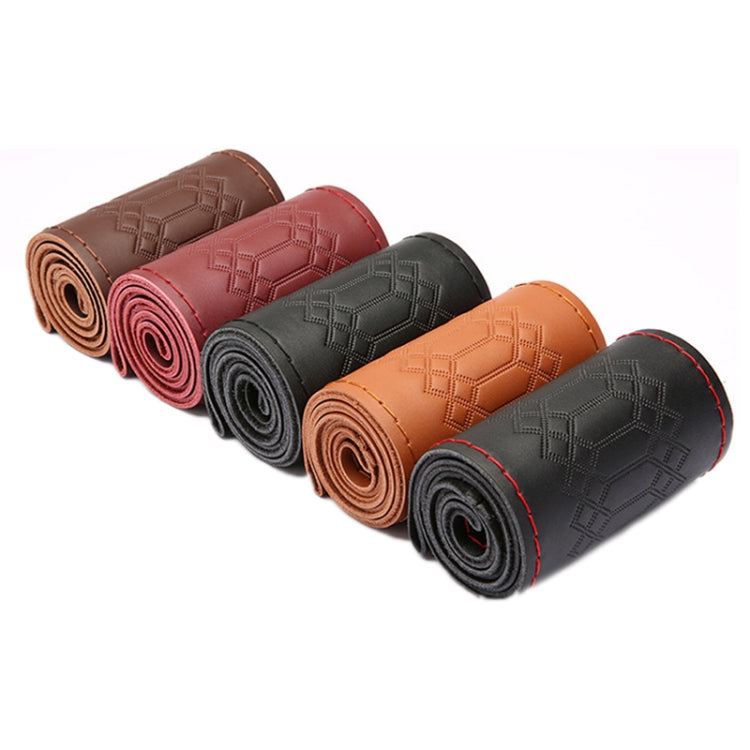 Four-season Embossed Hand-sewn Cowhide Steering Wheel Cover