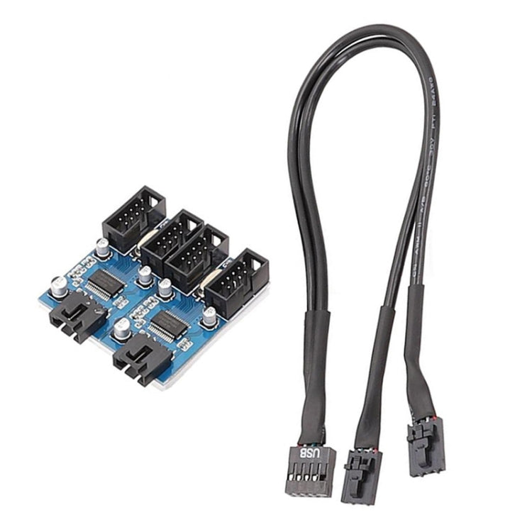Motherboard 9Pin USB2.0 1 In 4 Extension Cable With Chip Support Multiple Interface For Shared Use, 1 In 4