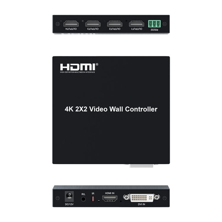 4K 2x2 HDMI Video HD Splice Support HDMI / DVI Input 4CH HDMI Output, 4K With US Plug, 4K With EU Plug, 4K With UK Plug