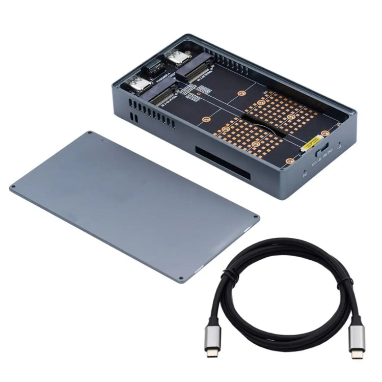 Dual M.2 NVME SSD RAID Array Mobile Hard Drive Enclosure Type-C USB3.2 GEN2x2 20G 586R, PH8586R