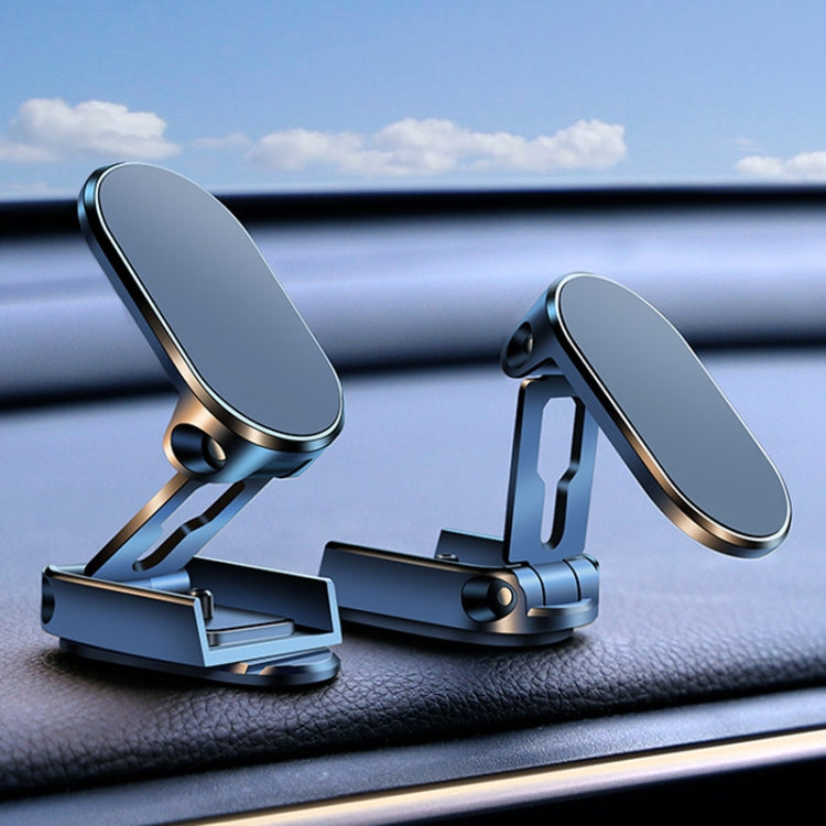 D11 Magnetic Folding Car Phone Holder Rotatable Dashboard Stick-On Navigation Stand, Black Gloosy, Silver Gloosy