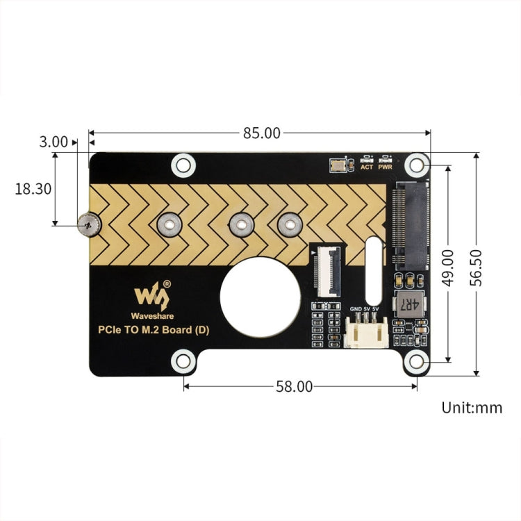 Waveshare For Raspberry Pi 5 PCIe To M.2 Adapter Board Support NVMe Protocol