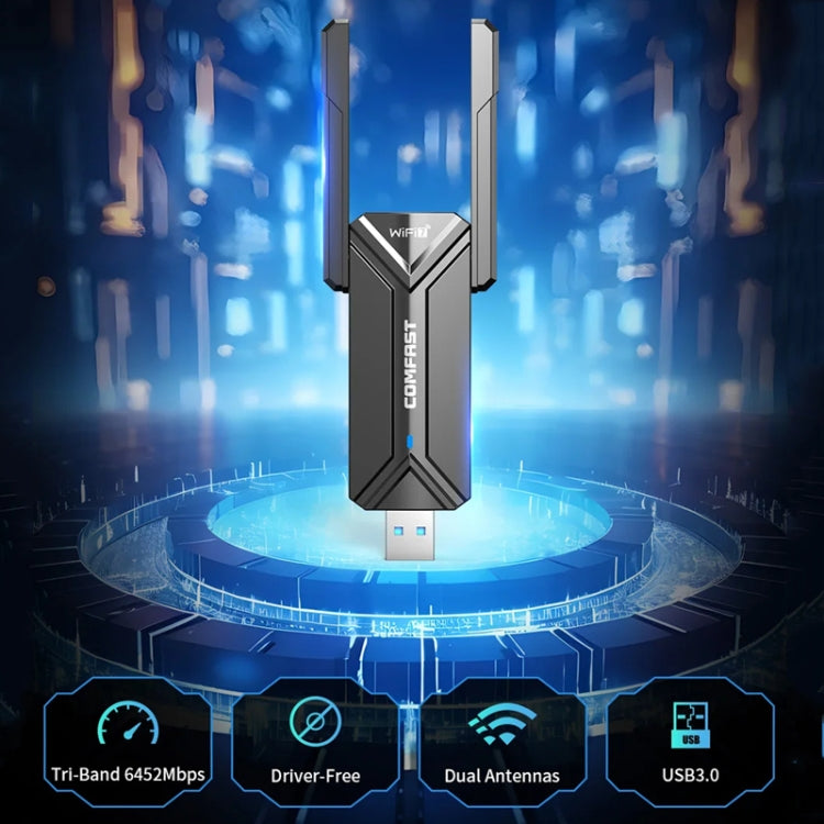 COMFAST CF-983BE WiFi7 Tri-Band 6500Mbps USB Wireless Network Adapter PC Network Card, CF-983BE