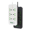 Thunderproof Overload Protection 4USB+2PD+6 Holes Socket, Black UK Plug