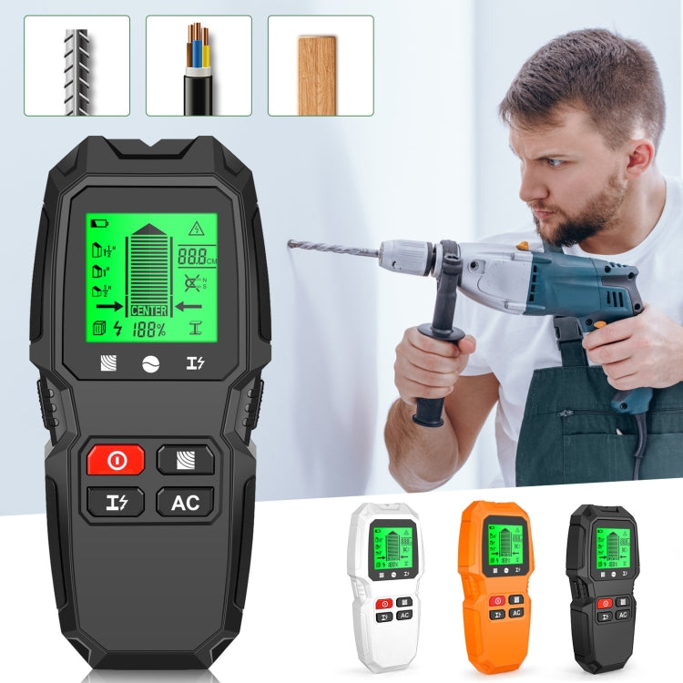 HW-QB6 5 In 1 Wall Scanner Handheld Stud Finder Wood Current Metal Live Wires Detection, HW-QB6 Black, HW-QB6 Orange, HW-QB6 (White