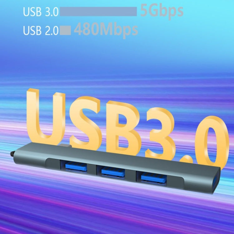 Side Plug Wireless Docking Station 4 In 1 Multifunctional Computer Cable Hubs, Type-C 3.0 Silver, Type-C 3.0 Gray, USB 3.0 Silver, USB 3.0 Gray