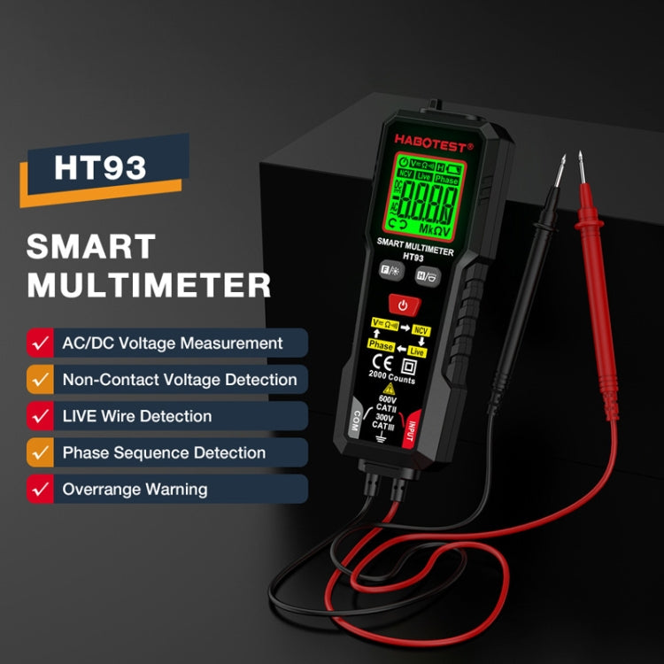 HABOTEST HT93 Phase Sequence Detection Intelligent Anti-Burn-In Fully Automatic Multimeter, HT93