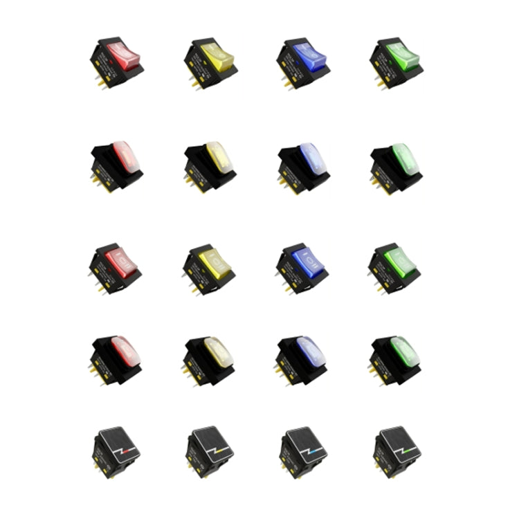 FILN 220V 30A Split Dustproof Boat-type Switch With Light, No Waterproof 4 Pin 2 Gear Red Light, No Waterproof 4 Pin 2 Gear Yellow Light, No Waterproof 4 Pin 2 Gear Blue Light, No Waterproof 4 Pin 2 Gear Green Light, Waterproof 4 Pin 2 Gear Red Light��...