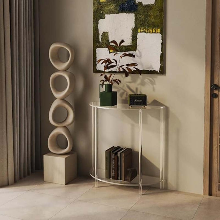 2 Layers Acrylic Semi-Oval Wall Side Table For Living Room Bedroom Bedside, YX139