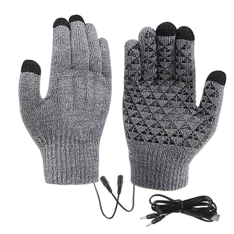 USB Heating Electric Warm Gloves Students Internet Writing Game Thickened Full Finger Knitted Heated Gloves