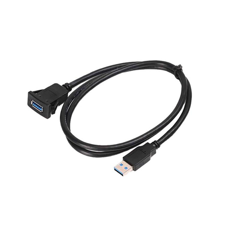 Square Snap-On USB3.0 Compatible 2.0 Car Boat Motorcycle Instrument Panel Extension Cable, 1m