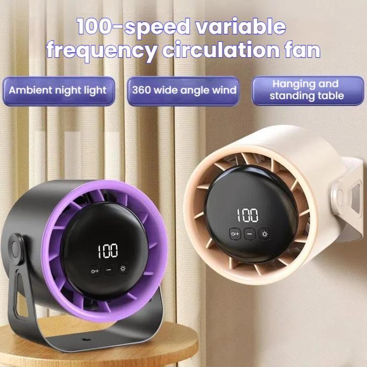 100-Gear High-Speed Circulating Fan Rechargeable Desktop Digital Display Turbo Wall-Mounted Fan, White, Gray, Clip White, Clip Gray