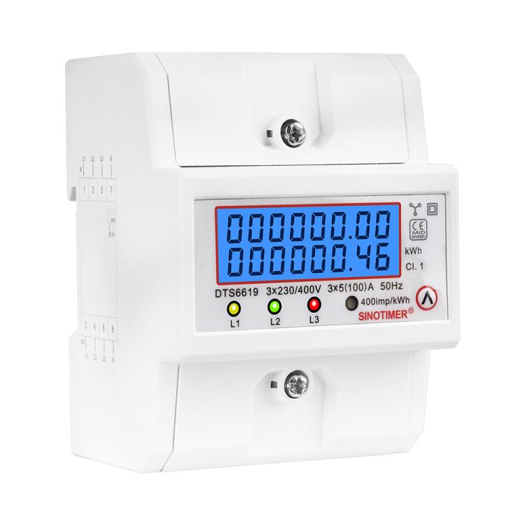 100A 380V AC 3-phase 4 Wire Energy Meter Temporary Power Can Be Reset Din Rail Mounted, SINOTIMER DTS6619-046