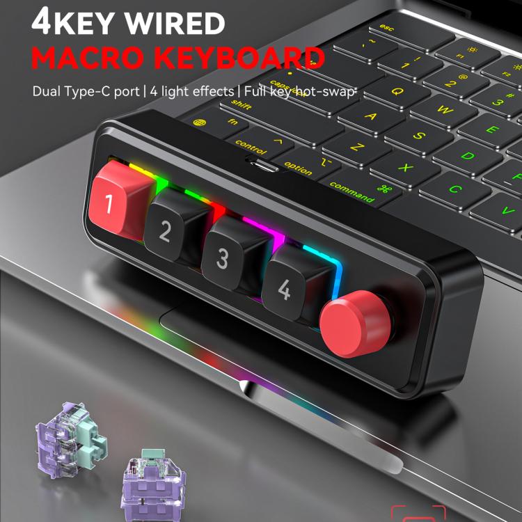 MKESPN 4-Key Macro Programmable Mechanical Gaming Keyboard With Dual USB-C Ports Hot-Swappable RGB Backlit, 816B Black, 816B White, 816A Black, 816A White