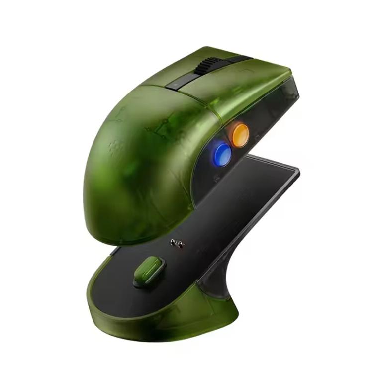 8BitDo Retro R8 Green Translucent Wireless Mouse With Charging Base, Green Translucent Mouse