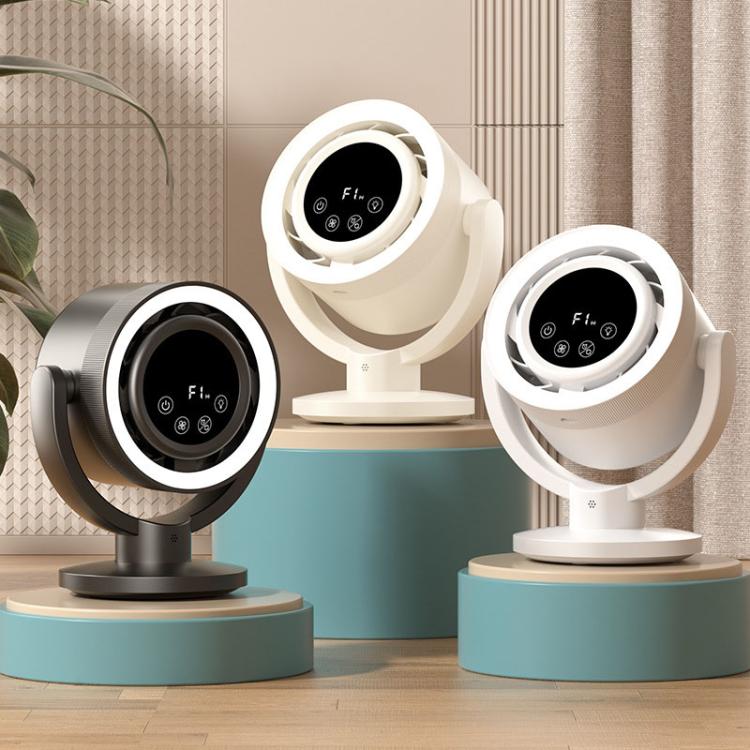 F168 Intelligent Voice Desktop Circulation Fan Touch-Screen Shaking-Head High Rotation Speed Bladeless Night Light Fan