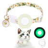 For AirTag Tracker Silicone Cover Small Daisy Pet Collar Dog Collar With Bell And Front Back Film(Luminous Green)