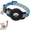 For AirTag Tracker Silicone Case Pet Collar Locator Protective Case Reflective Cat Collar With Bell(Blue)