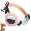 For AirTag Tracker Silicone Case Rainbow Gradient Pet Cat Collar With Bell(Gradient Beige Red)