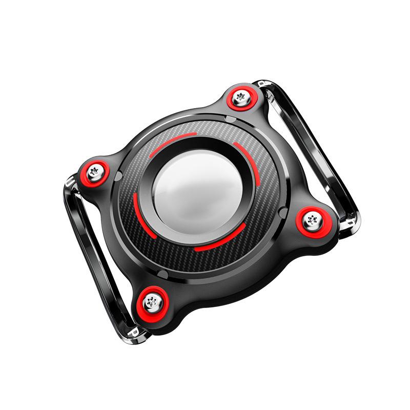 For AirTag Tracker Waterproof Protective Case Puppy Kitten Collar Metal Buckle Model Protective Cover(Black+Red PC)