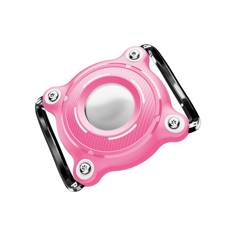 For AirTag Tracker Waterproof Protective Case Puppy Kitten Collar Metal Buckle Model Protective Cover(Peach+White PC)