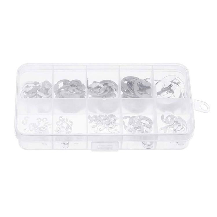 M1.5-M10 304 Stainless Steel E-Type Open Retaining Ring Kit, E-Type Open Retaining Ring Kit