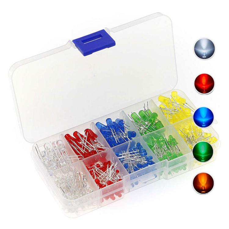 500pcs / Box LED 5 Colors Light Emitting Diode Boxed Set, F3, F5