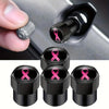 2 Sets Car Modification Aluminum Tire Valve Caps, Colorful Ribbon